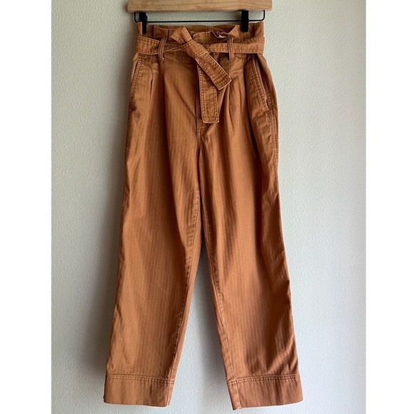 Madewell Denim - MADEWELL | Brown Pants Pleated Paperbag Waist with Belt Sz 27